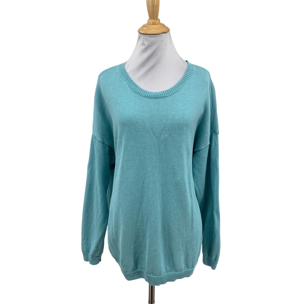 Eileen Fisher Sweater Women L Large Waterfall Organic Linen Blend Drop Shoulders